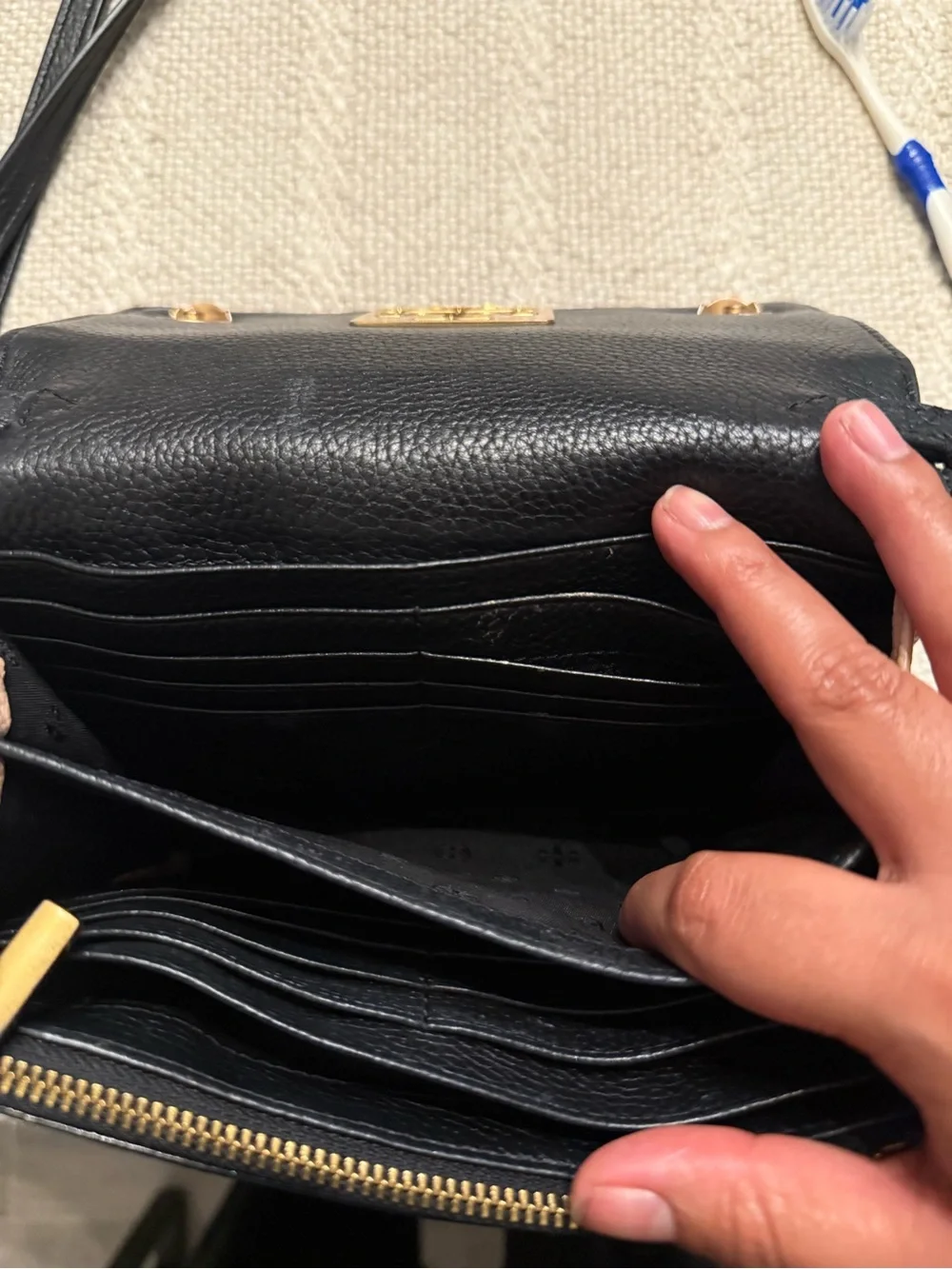 Tory Burch Snake-Print Crossbody with Black Trim and Gold Hardware